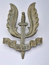 WW2 Theatre Made S.A.S Cap Badge. A typical Middle Eastern sand cast badge of the period.