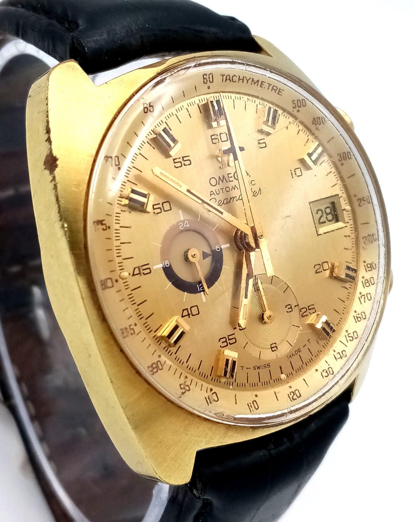 A RARE VINTAGE OMEGA "SEAMASTER"AUTOMATIC ON BLACK LEATHER STRAP . 40mm - Image 3 of 5