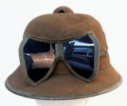 WW2 Second Pattern 1942 Issue Africa Corps Tropical Pith Helmet & Sand Goggles. Nice clean
