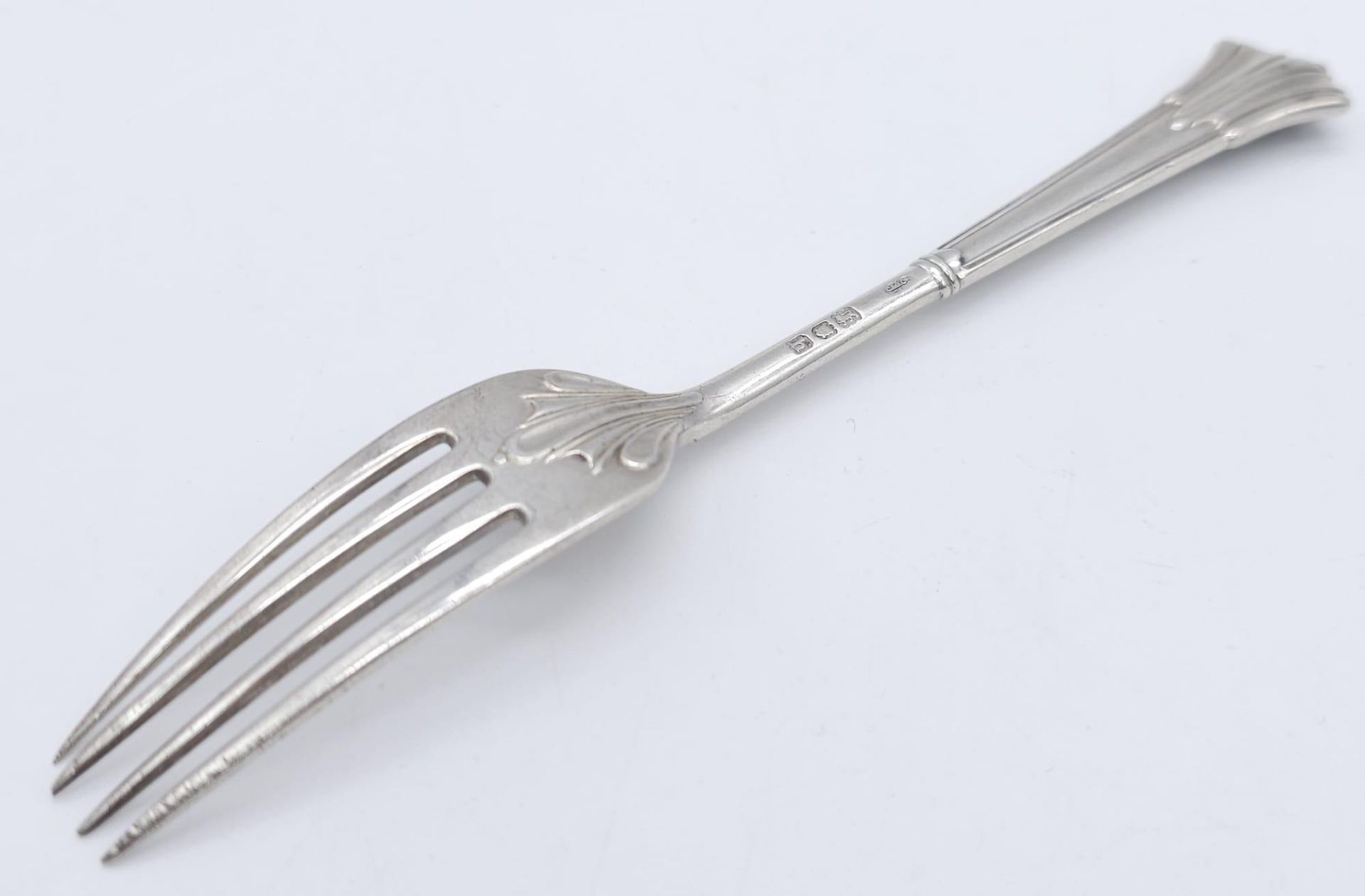 2X Antique sterling silver forks: dessert fork with full Birmingham hallmarks,1890 & super fork with - Bild 4 aus 11