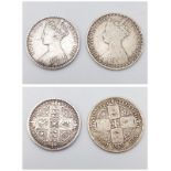 Two Queen Victoria Silver Florins - Godless 1849 and a Gothic type. Please see photos for