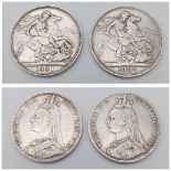 Two Queen Victoria Silver Halfcrown Coins 1890 and 1891. Please see photos for conditions.