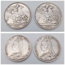 Two Queen Victoria Silver Halfcrown Coins 1890 and 1891. Please see photos for conditions.