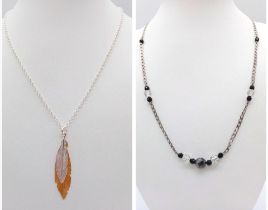 Two 925 Silver Different Style Necklaces. Both 42cm length.
