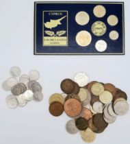 An Interesting Collection of 69 Vintage World Coins Including an uncirculated presentation set of