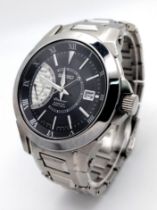A VERY COLLECTABLE SEIKO "PREMIER KINETIC" IN STAINLESS STEEL WITH BLACK DIAL .42mm