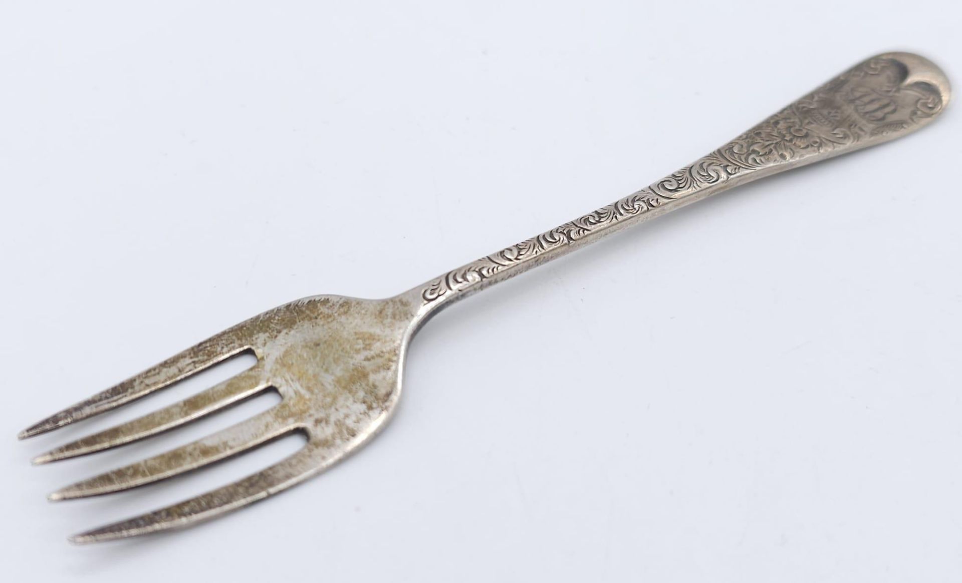 2X Antique sterling silver forks: dessert fork with full Birmingham hallmarks,1890 & super fork with - Bild 5 aus 11