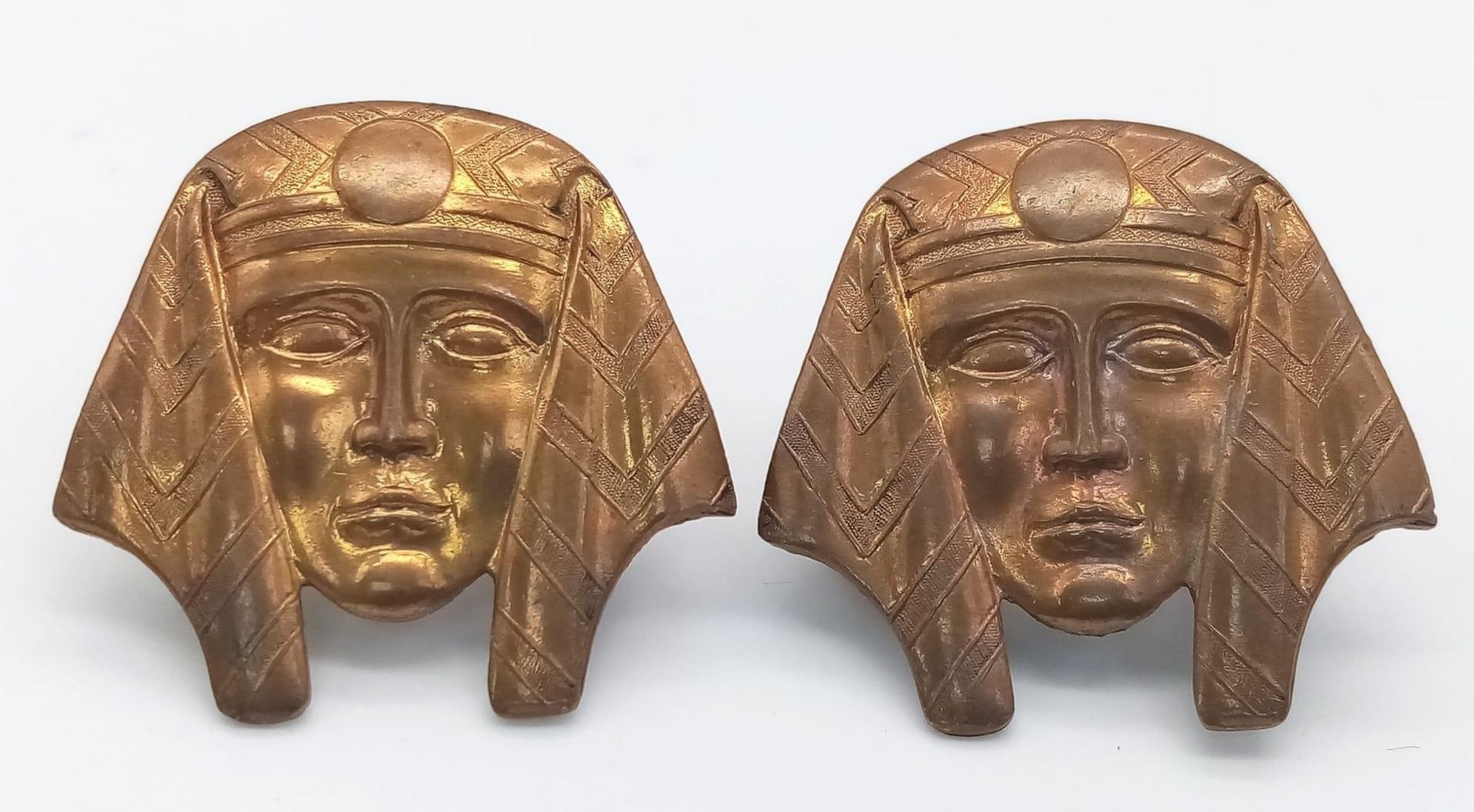 Rare Pair of WW1 Allied Interpreters Sphinx Collar Badges. Worn by Frenck, British, Canadian and