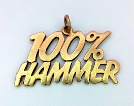 A 9K YELLOW GOLD 100% HAMMER PENDANT WEST HAM THEMED. TOTAL WEIGHT 1.4G