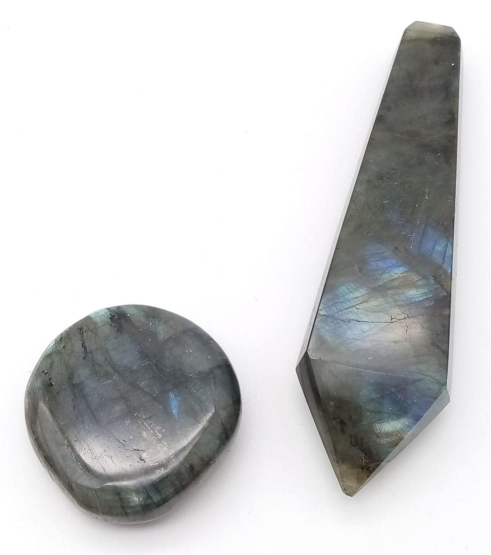An Asian smoking pipe (probably for opium) made of labradorite (variety blue flash) in excellent/ - Image 4 of 5