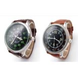 Two Unworn Military Pilot Homage Watches Comprising; 1) a German Aviator Quartz Watch 50mm Including