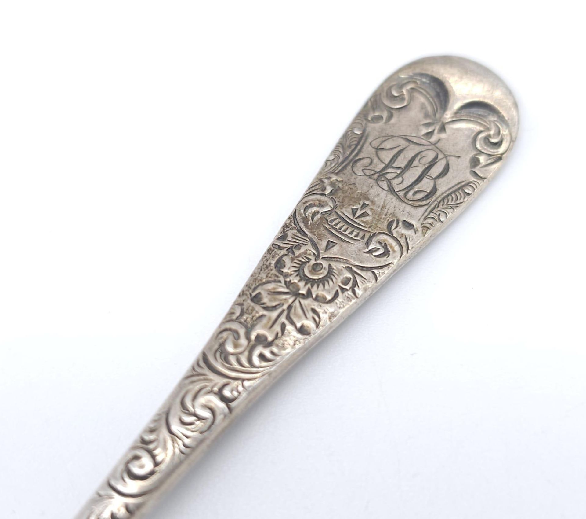 2X Antique sterling silver forks: dessert fork with full Birmingham hallmarks,1890 & super fork with - Bild 6 aus 11