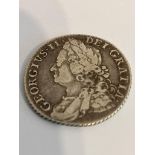 1758 GEORGE II SILVER SHILLING. Small scratch to shield otherwise very fine condition. Please see