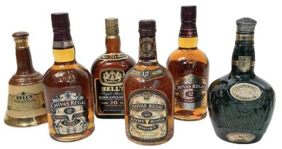 Six Bottles of Whisky. Includes: Chivas x 4 - Boxed Royal Salute - 21 Years (75cl). Boxed Regal - 12