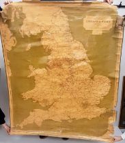 A large 1940 linen backed Official Railway Map of England and Wales. Drawn and engraved by J.W.
