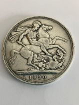 1890 SILVER CROWN in very fine condition. Having Bold raised the definition to both sides.