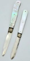 A Parcel of Two Hallmarked Silver and Pearl Handled Pen Knives Comprising; 1) A 1863/4 Hallmarked