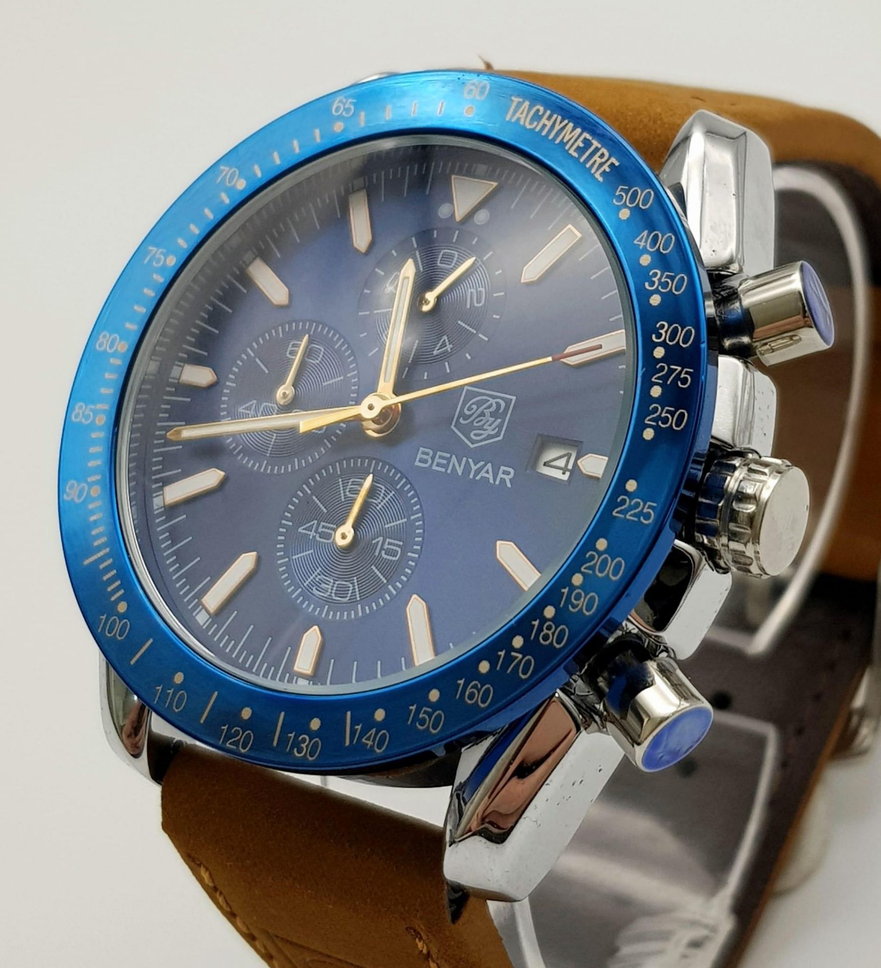 An Unworn, New in Box, Men’s Sports Chronograph Watch by Benyar. 47mm Including Crown. Comes with - Image 2 of 7