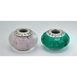 2X PANDORA MURANO GLASS CHARMS. TOTAL WEIGHT 7.4G