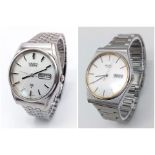 Two Vintage Seiko Quartz Gents Watches. Stainless steel bracelets and cases - 36 and 33mm. One