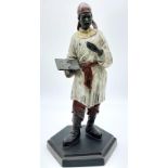 An Antique Cold Painted Bronze Character Statue. A Chinese scholar teaches his students. 37cm tall.