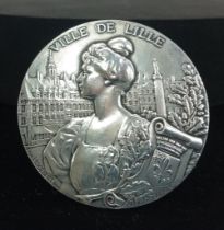 A Rare French Silver Political/ War Medal. ‘Ville de Lille’. Most like III Republic Medal. The Medal