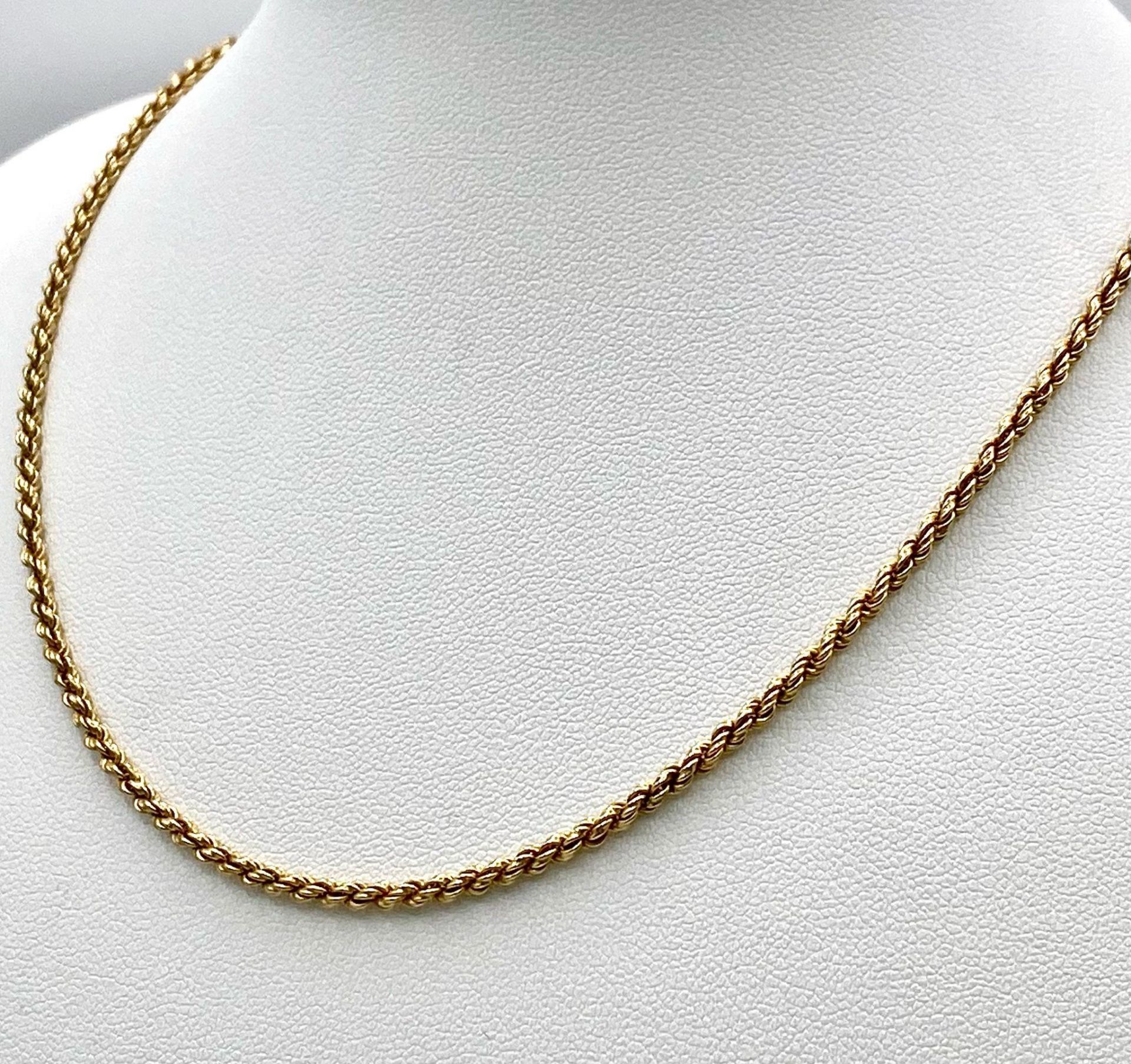 A Vintage 9K Yellow Gold Rope Necklace. 38cm. 7.36g weight. - Image 3 of 4