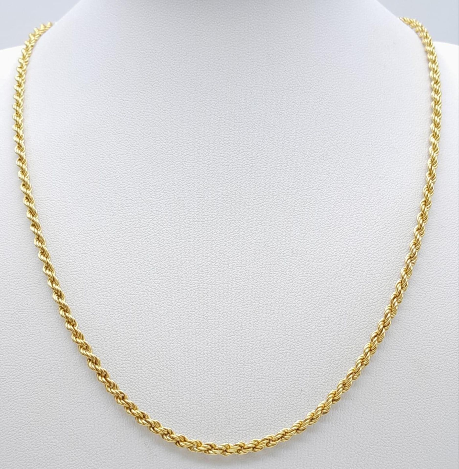 A 9K Yellow Gold Rope Necklace. 60cm length. 6.05g weight. - Image 3 of 6