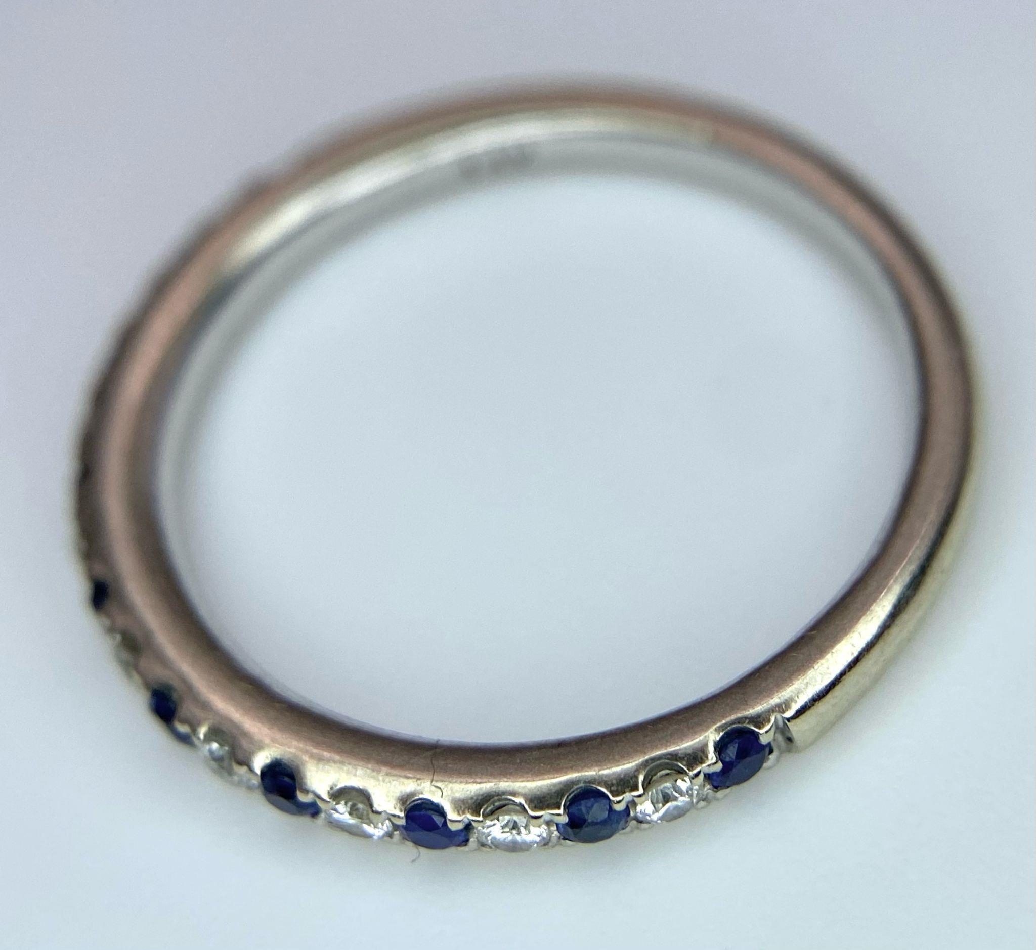 A 14ct white gold diamond and sapphire half eternity ring, set with 9 diamonds and 10 sapphires, 1. - Image 5 of 7