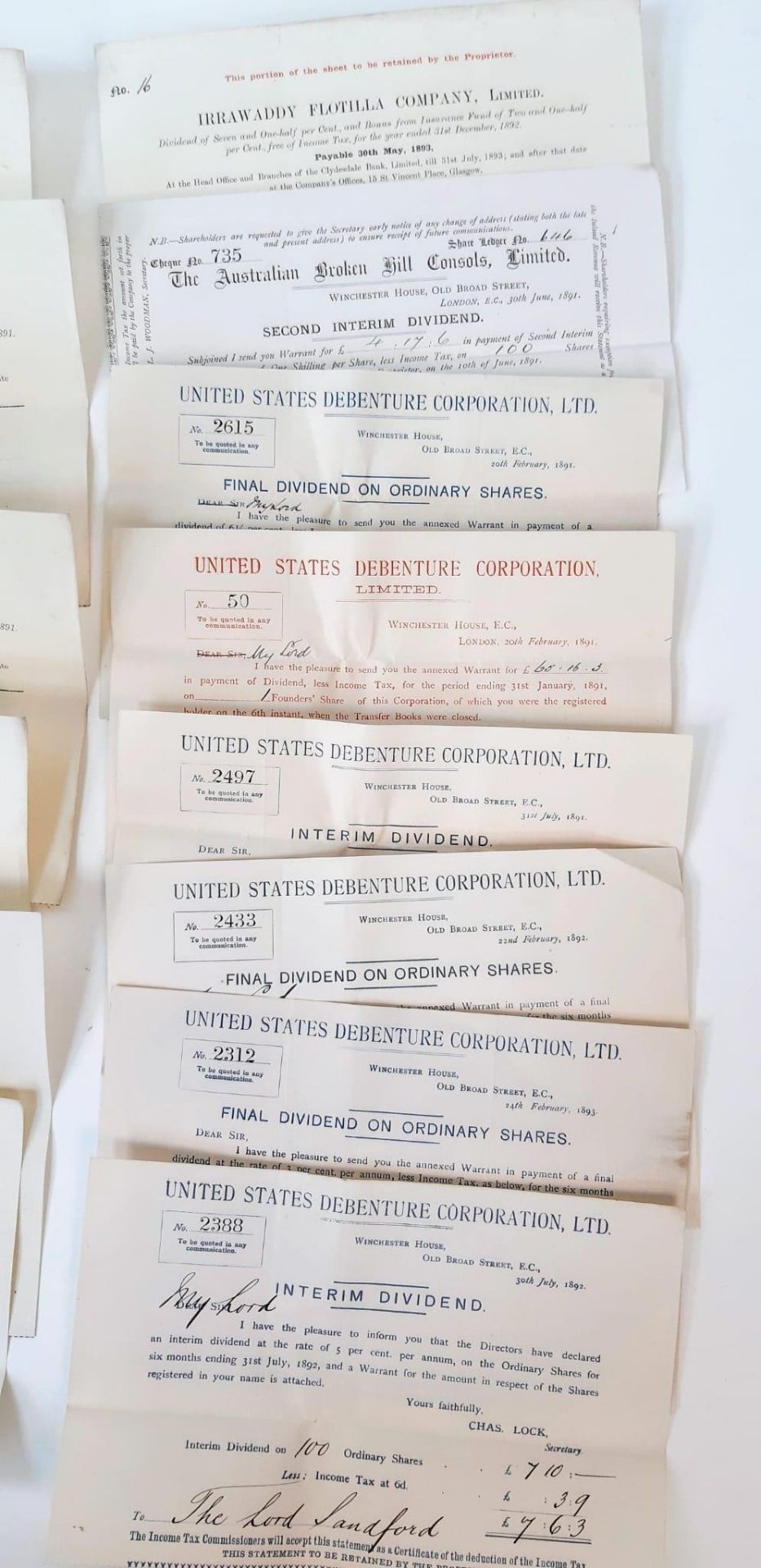 A Very Rare Set of 19th Century Antique Original Historical Documents Relating to the Financial - Bild 2 aus 4