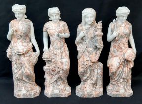 Four Carved Greek/Roman Goddess Marble Statues -Representing the Four Seasons. 31cm tall. Each