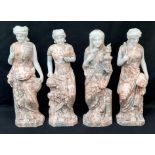 Four Carved Greek/Roman Goddess Marble Statues -Representing the Four Seasons. 31cm tall. Each