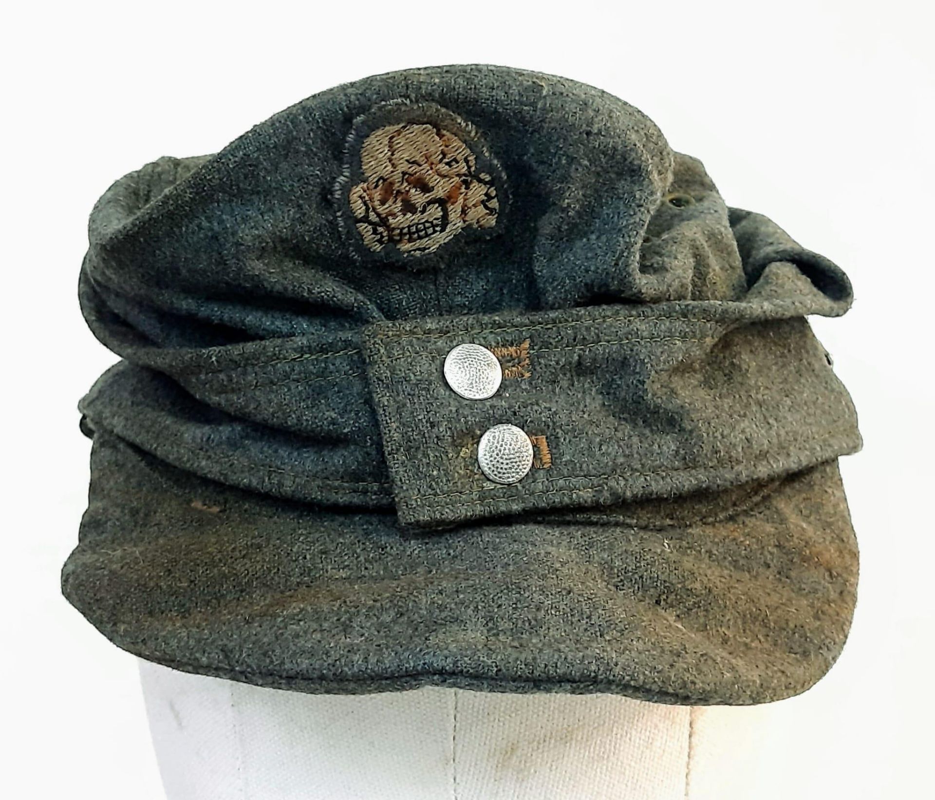 3 rd Reich Waffen SS M34 Ersatz (enonomey) “Blanket” Cap. Thus named because they were made from old