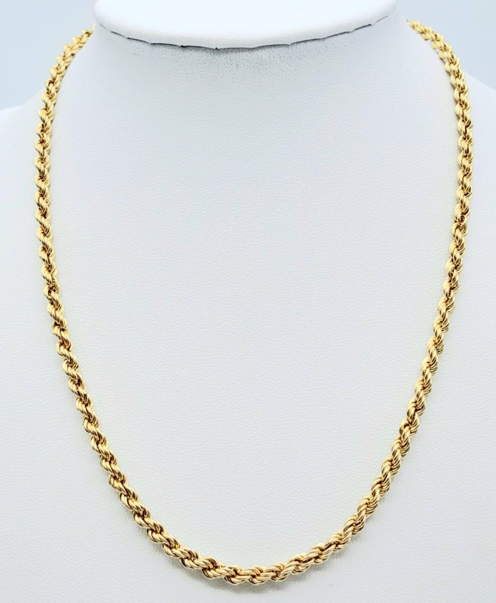A 9K Yellow Gold Rope Necklace. 40cm length. 4.65g weight. - Bild 2 aus 5