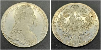 A 1780 Maria Theresa Silver Coin. Please see photos for finer details and conditions.