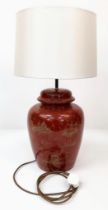 An Antique Chinese Large Vase Lamp Conversion. Wonderful red glaze with decorative gilded