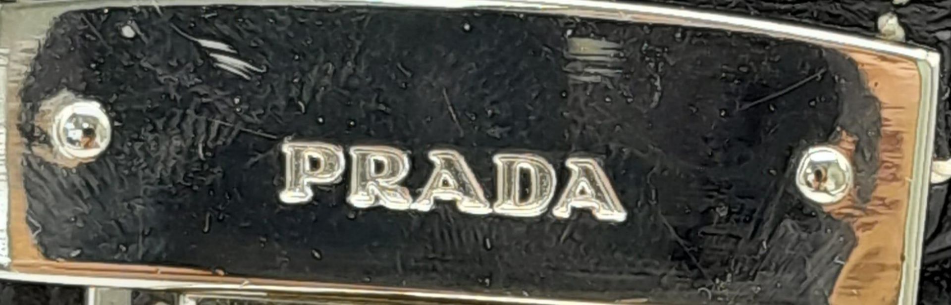 A Prada Black Vitello Shoulder Bag. Leather exterior with silver-toned hardware, two straps, push - Bild 10 aus 10