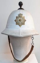 1960 Dated Royal Marines Band Pith Helmet. Complete with liner, badge, chin strap and top pommel.