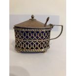 Antique SILVER MUSTARD POT, Octagonal Shape, with fabulous filigree work all round. Hinge in perfect