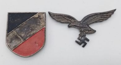WW2 German Luftwaffe Africa Corps Tropical Pith Helmet Insignia.