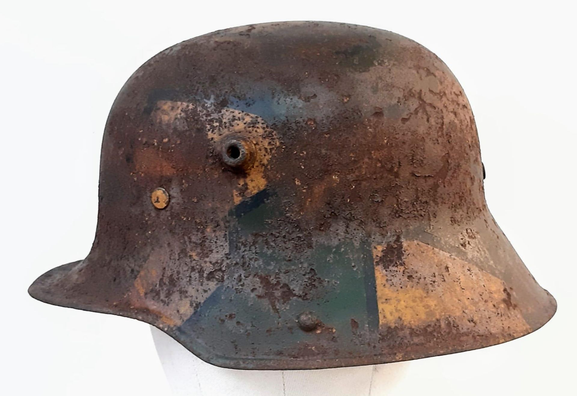 WW1 Imperial German M17 Jigsaw pattern camouflage Stahlhelm with liner.