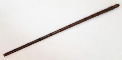 A Very Rare Antique and Unique Hand Carved Oriental Bamboo Walking Stick. Highly Carved Detailed