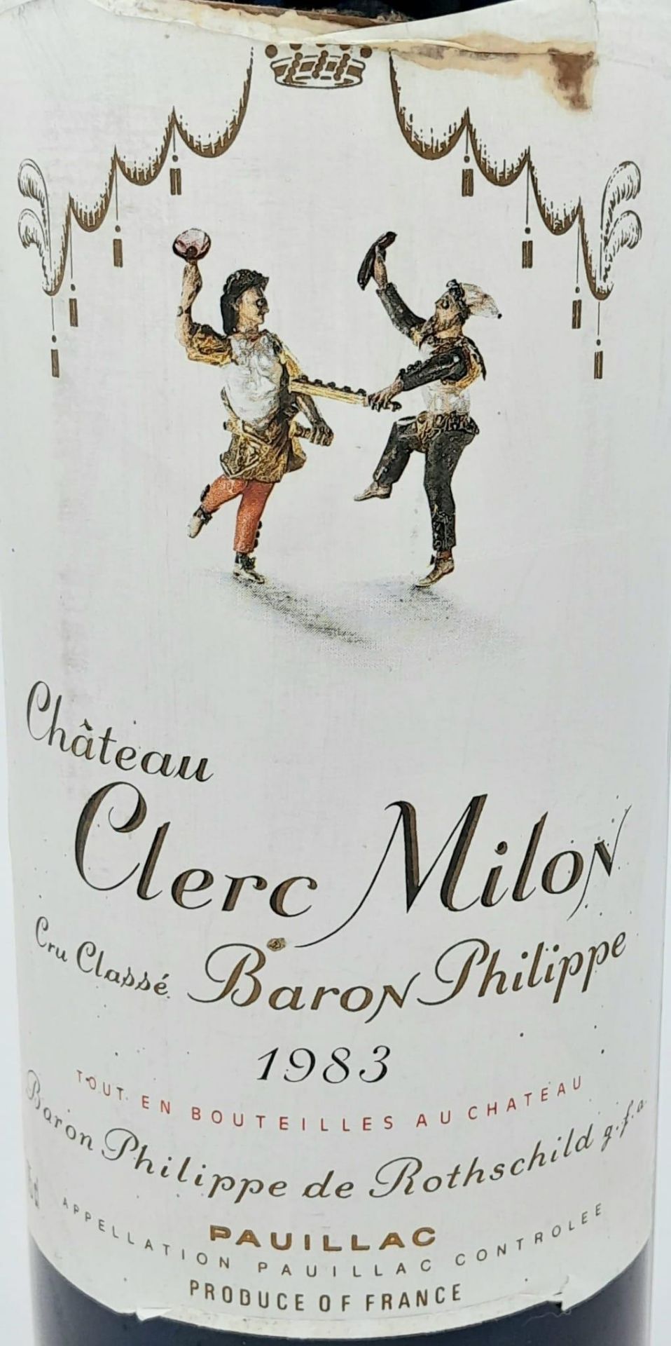 A Vintage 1983 Chateau Clerc Milon Baron Philippe de Rothschild Pauillac. 75cl Bottle. Full - Image 3 of 10