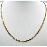 A 9K Yellow Gold Flat Curb Link Chain/Necklace. 54cm length. 8.5g weight.