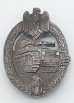 WW2 German Silver Panzer Assault Badge. Unmarked.