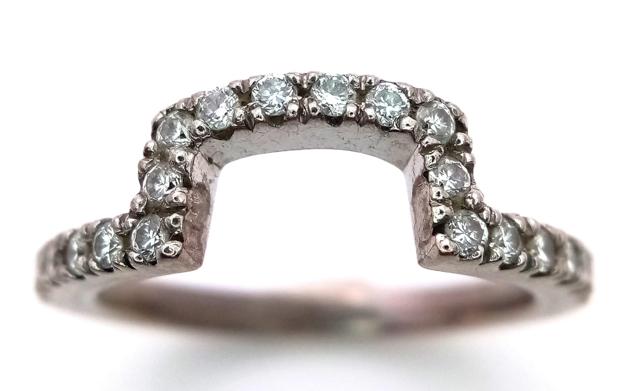 A 14K White Gold Diamond Half-Eternity Ring. Size M. 4g total weight. Ref: 015879. - Image 2 of 4