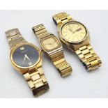 Three Gilded Seiko Watches - 2 x Gents, 1 x Ladies. 2 x automatic. 1 x quartz. All in working order.