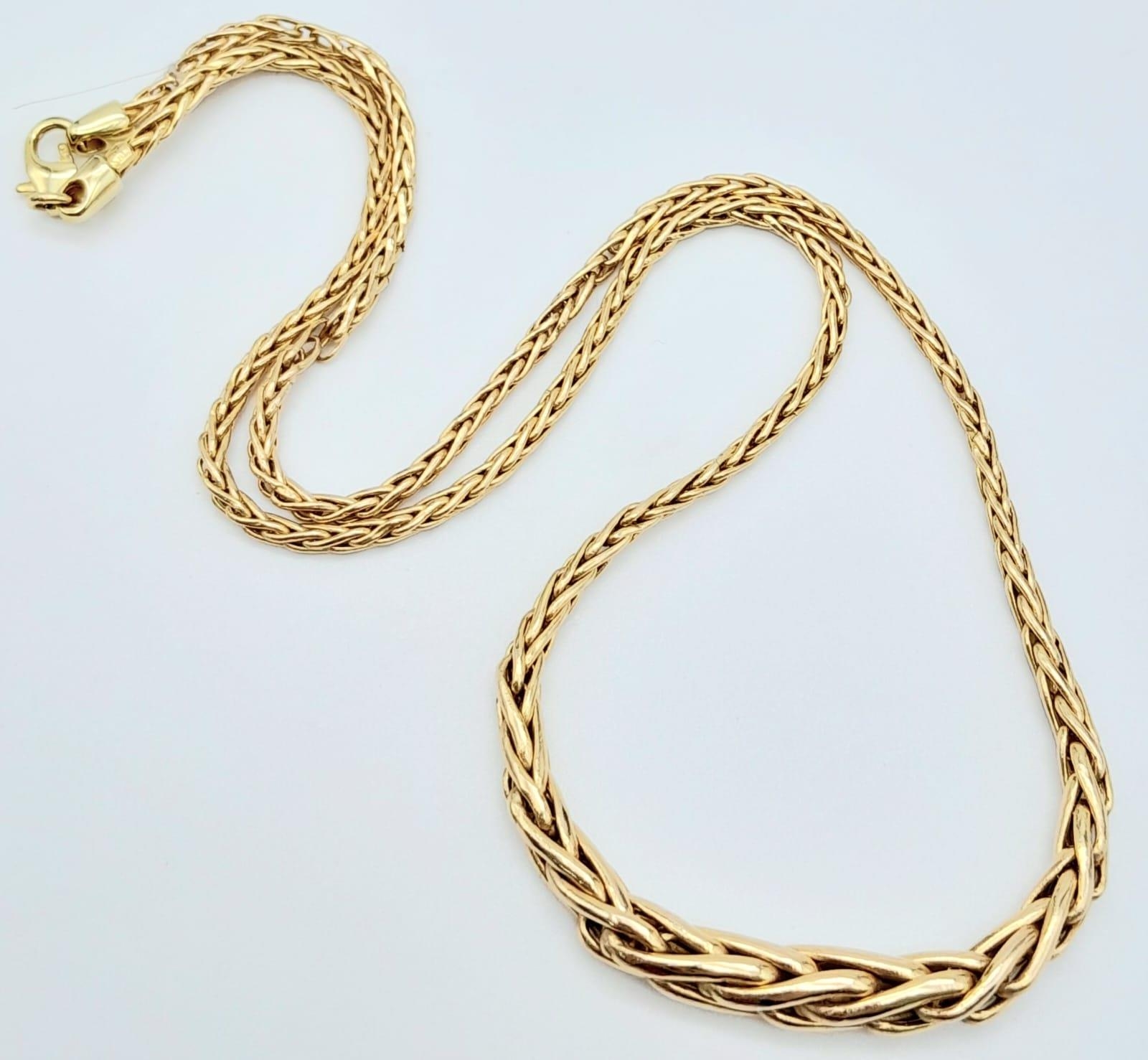A Vintage 9K Yellow Gold Woven Link Necklace. 42cm length. 5.7g weight. - Image 3 of 6