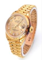 A Wonderful Vintage Rolex 18K Gold and Diamond Ladies Datejust Watch. Model 69178 - 2135 calibre.