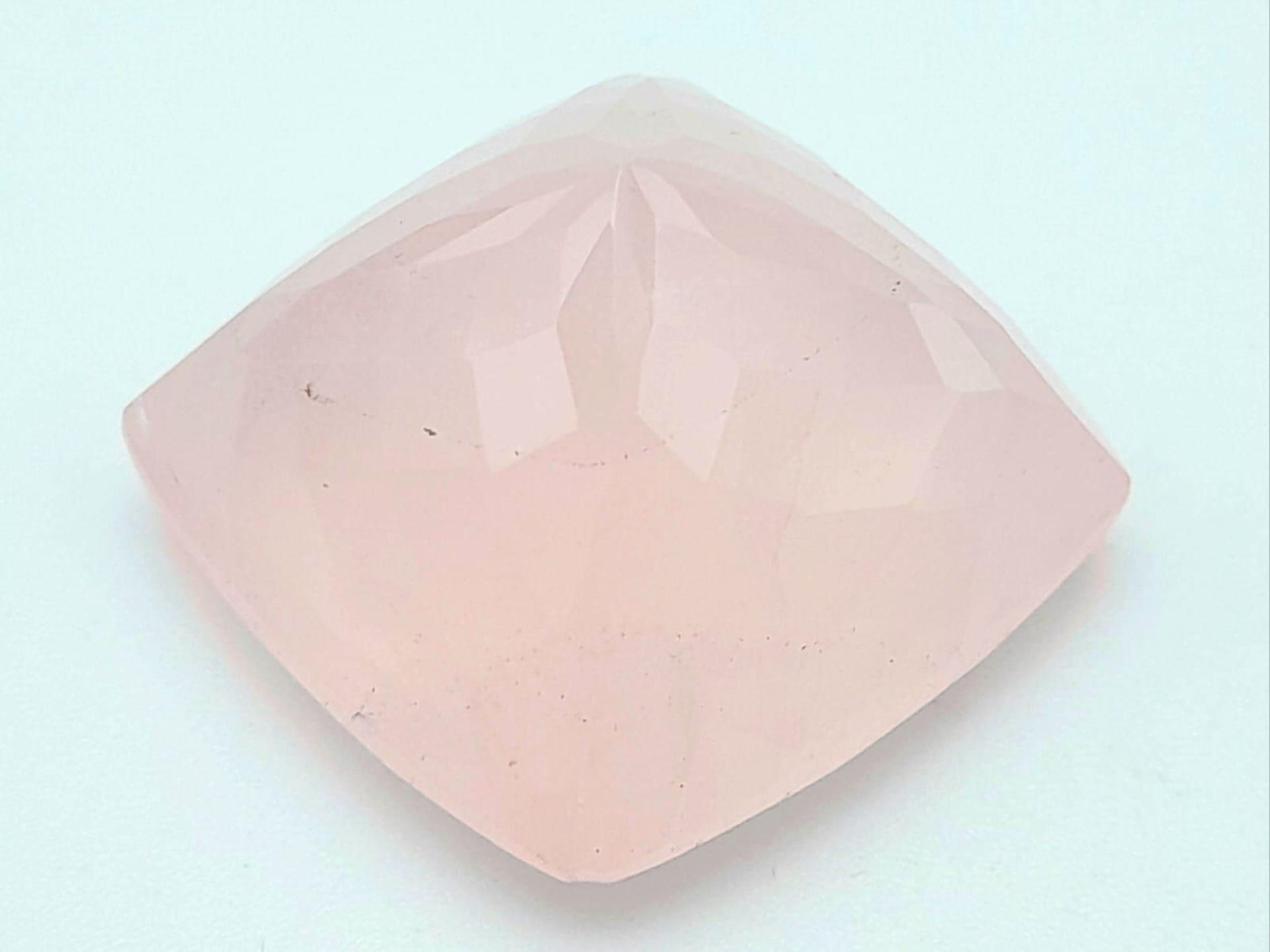 A 51.35 Ct Faceted Rose Quartz in Square Shape. GLI Certified.